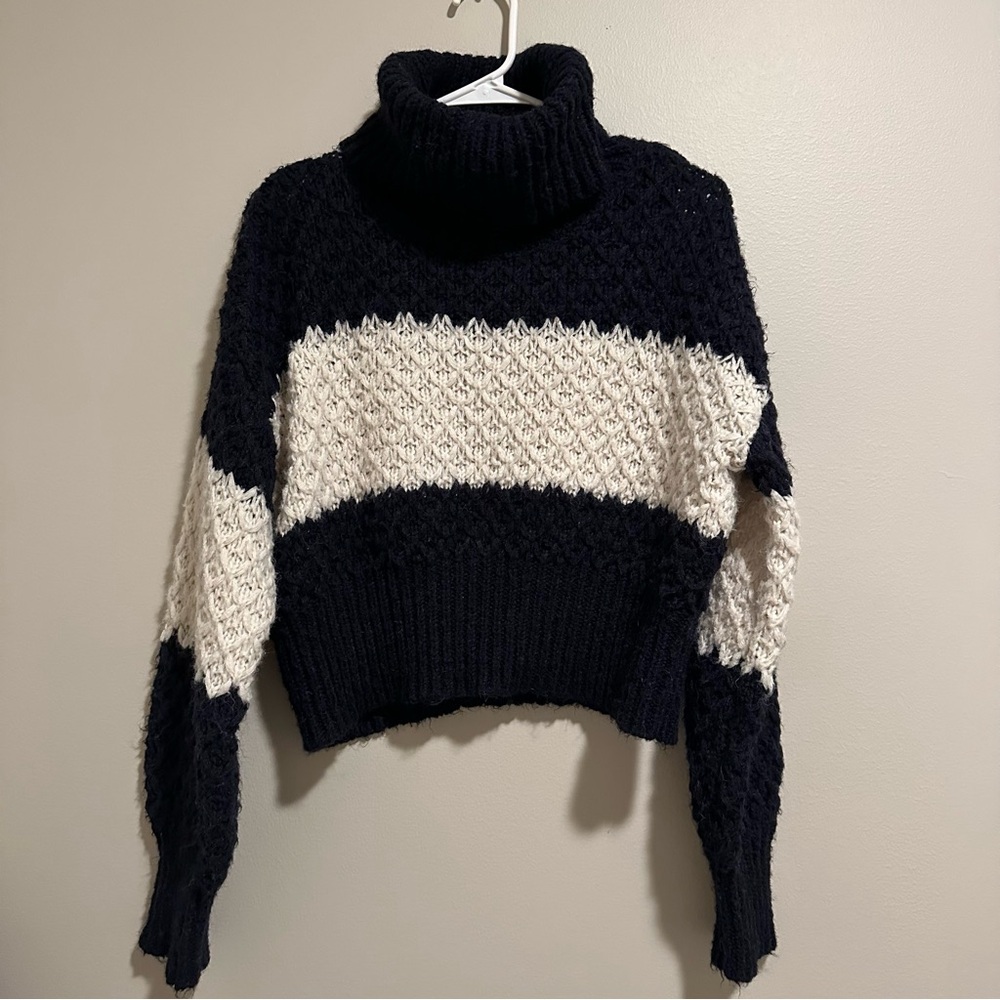 Striped Cropped Knot Turtleneck